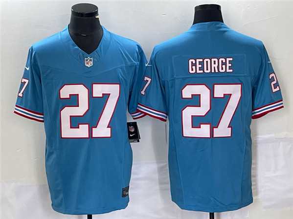 Mens Tennessee Titans #27 Eddie George Light Blue 2023 F.U.S.E. Vapor Limited Throwback Stitched Football Jersey